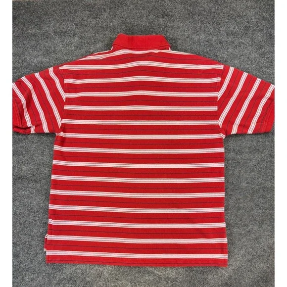 Tommy Hilfiger Mens XXL Red White Striped Short Sleeve Cotton Polo Shirt - Picture 5 of 6